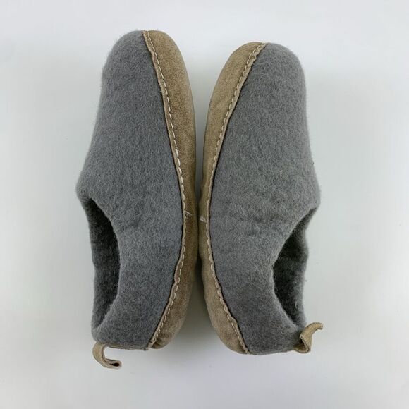 HAUSSIMPLE Natural Wool Cozy Indoor Slip On Slippers Gray Leather Sole Womens 10 - Picture 8 of 13